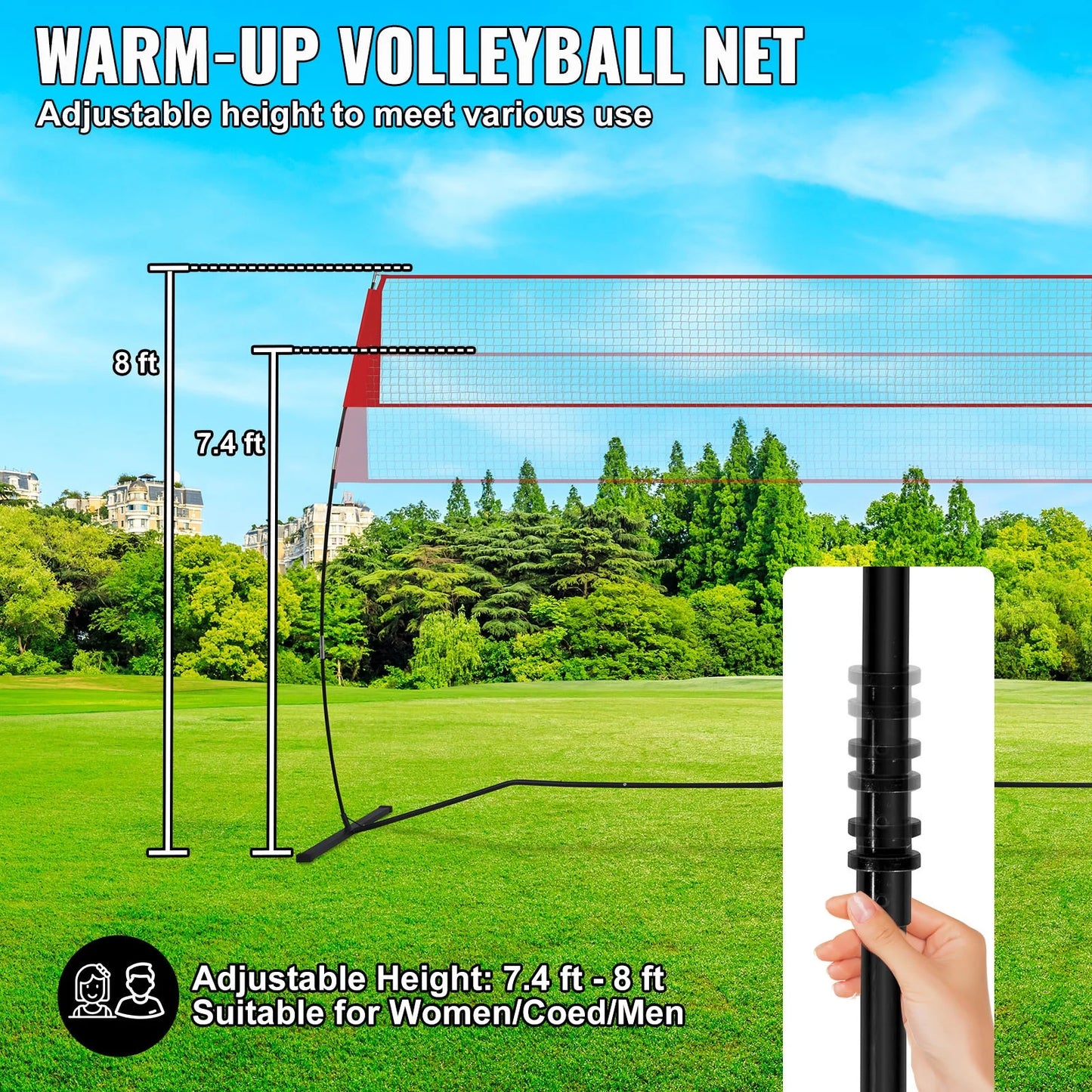 Indoor Outdoor Freestanding Volleyball Training Net with Stand Carry Bag