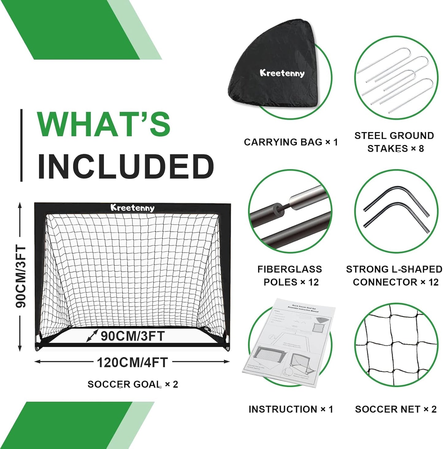 4'x3' Portable Soccer Goal for Kids,Soccer Goals Net for Backyard,Pop Up Soccer Goals with Carry Bag,Folding Soccer Goals for Youth Kids Outdoor/Indoor Games and Practices