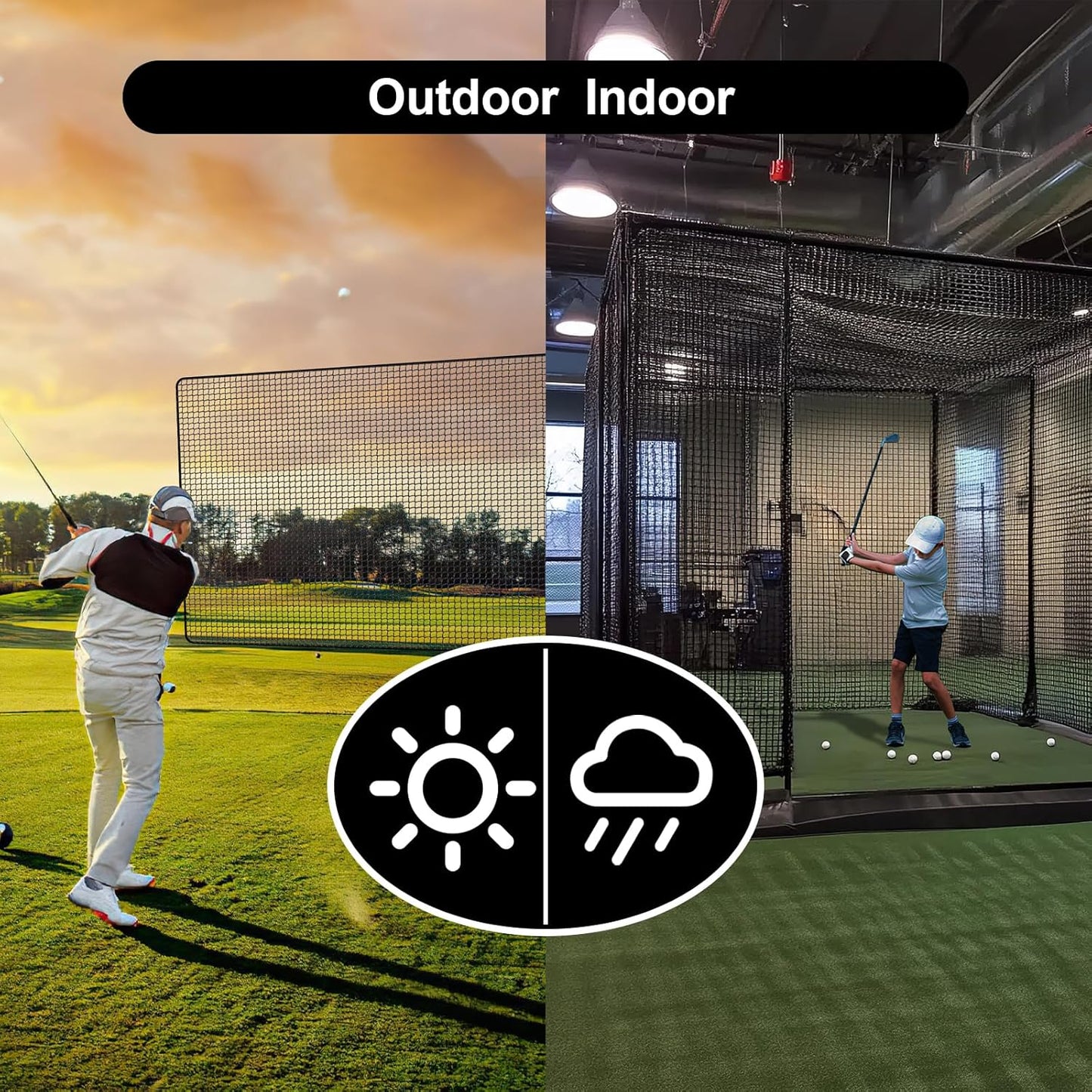 Golf Net,10x10ft Heavy Duty Polyester Golf Practice Net with 12 Elastic Ropes and 4 Carabiners,Golf Hitting Net for Baseball,Hockey, Football, Volleyball for Indoor Outdoor Garden