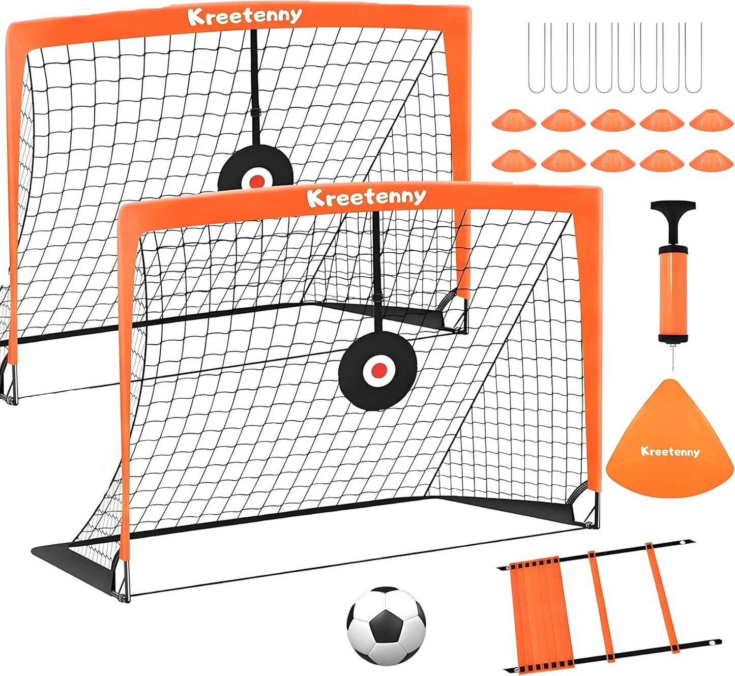 Kids Soccer Goals for Backyard Set,4'x3' Portable Soccer Goal Training Equipment with Ball,Agility Ladder,Cones and Target,Soccer Net for Youth Kids Outdoor/Indoor Games Practices