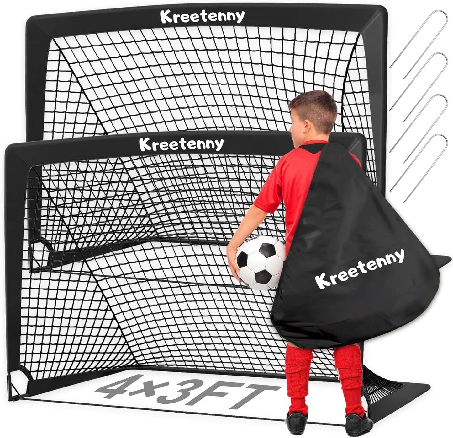 4'x3' Portable Soccer Goal for Kids,Soccer Goals Net for Backyard,Pop Up Soccer Goals with Carry Bag,Folding Soccer Goals for Youth Kids Outdoor/Indoor Games and Practices