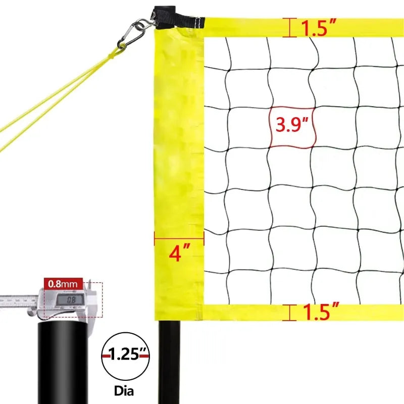 Portable Professional Outdoor Volleyball Net Set with Adjustable Height Aluminum Poles, Winch System, Volleyball with Pump and Carrying Bag for Backyard Beach
