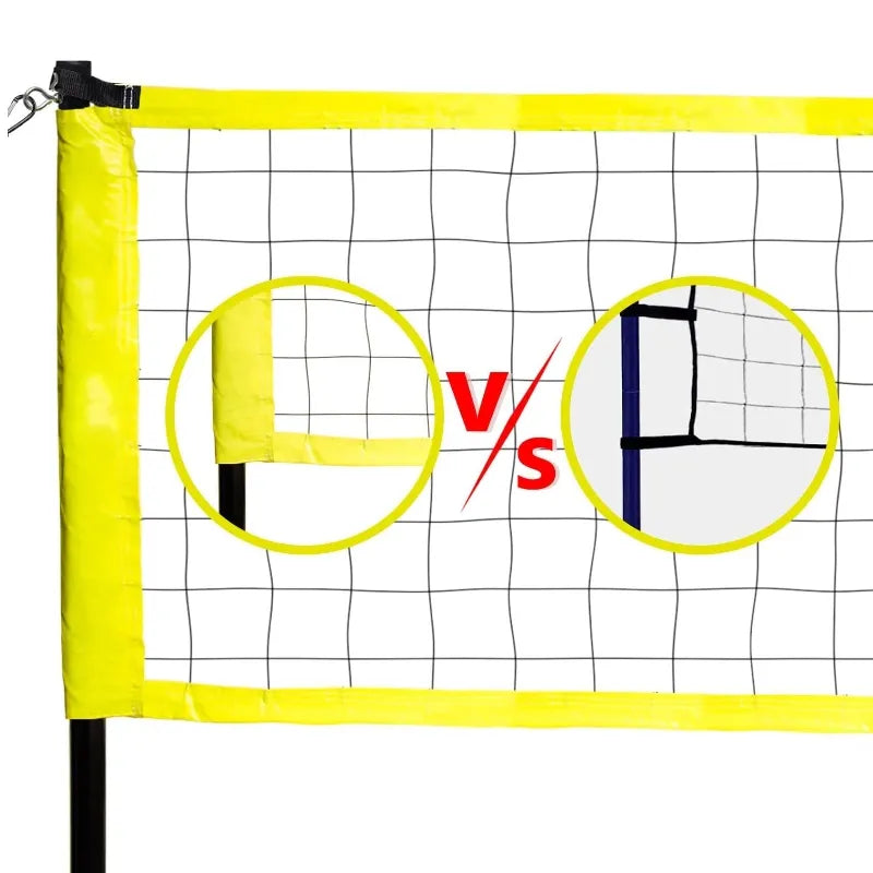 Portable Professional Outdoor Volleyball Net Set with Adjustable Height Aluminum Poles, Winch System, Volleyball with Pump and Carrying Bag for Backyard Beach