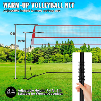 Indoor Outdoor Freestanding Volleyball Training Net with Stand Carry Bag
