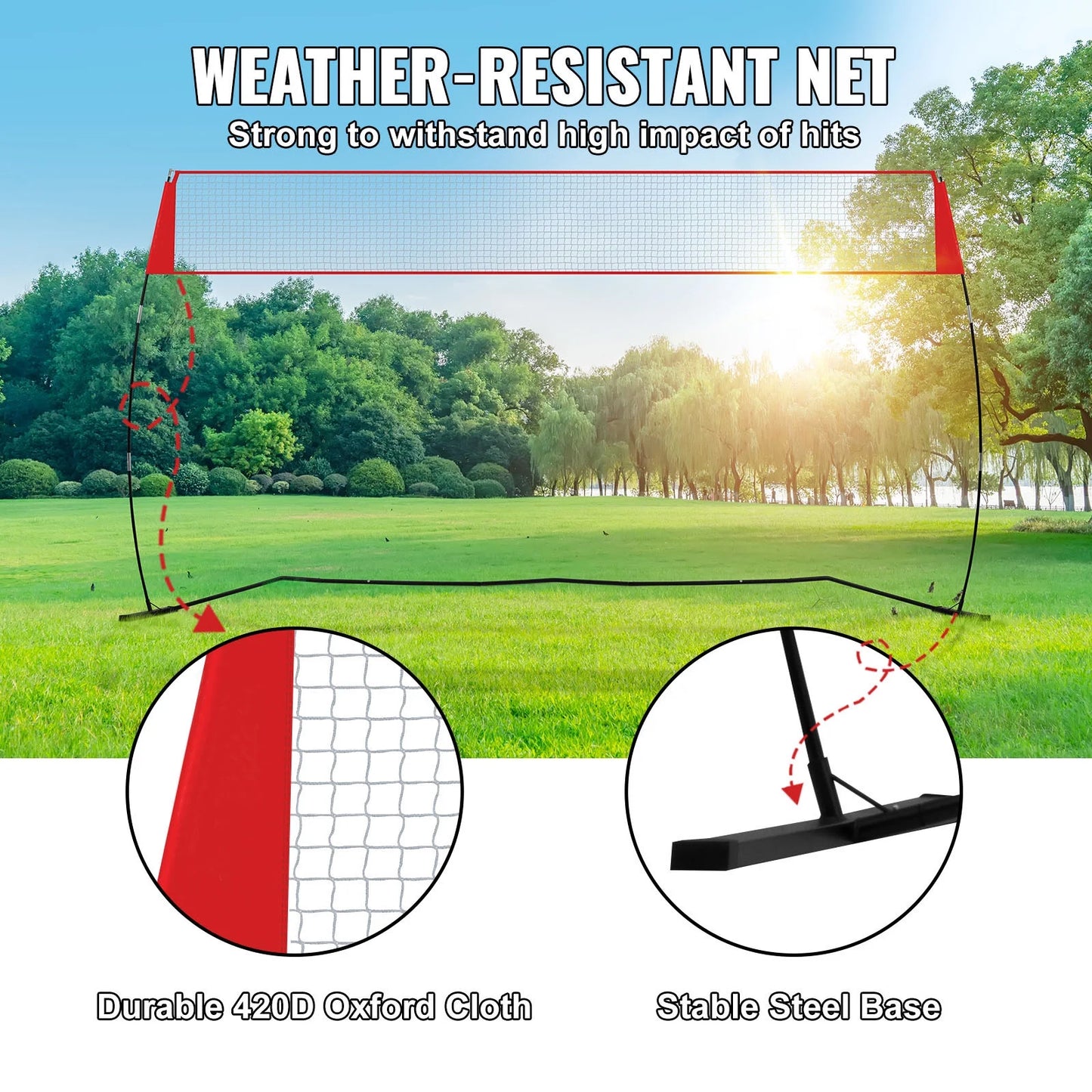 Indoor Outdoor Freestanding Volleyball Training Net with Stand Carry Bag