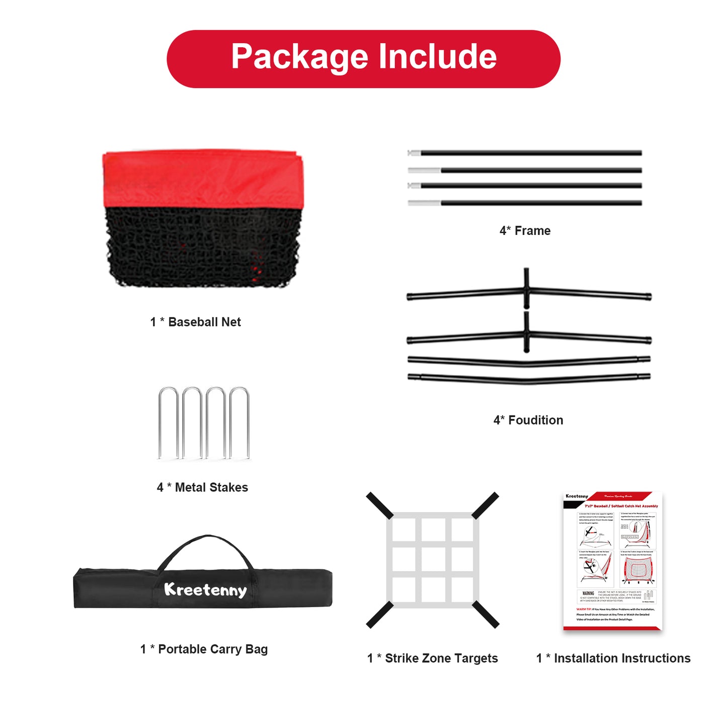7x7 Portable High Quality Custom Softball Practice Net Baseball Hitting Net With Bow Frame