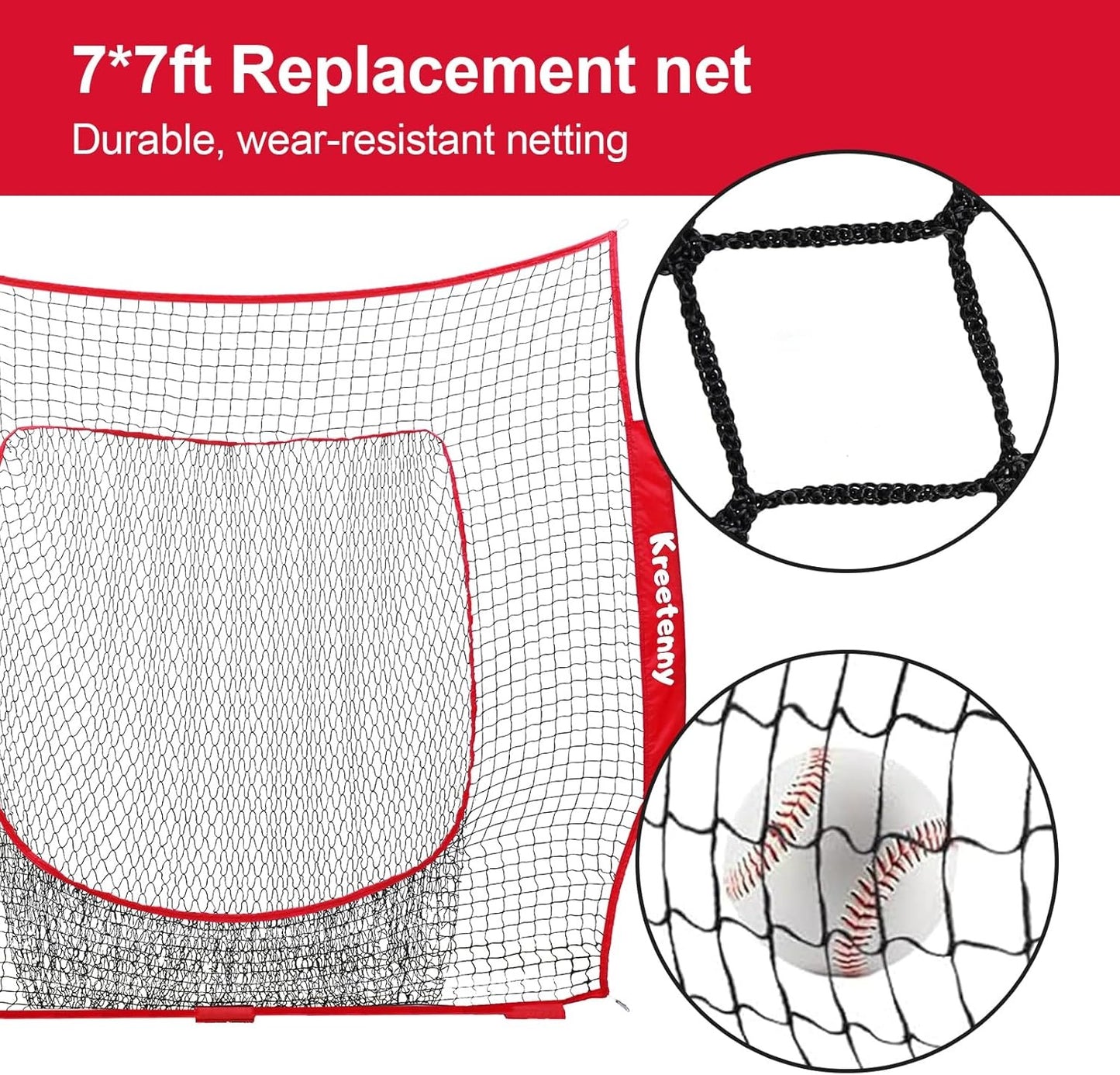 Kreetenny 7x7ft Baseball Softball Practice Net, Portable Baseball Training Net for Hitting Batting Catching Pitching, Backstop Baseball Equipment Training Net
