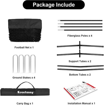 Football Nets for Throwing, 7 x 7ft Football Target Net, 5 Target Pockets Quarterback Throwing Net, Football Trainer Training Practice Net with Carry Bag