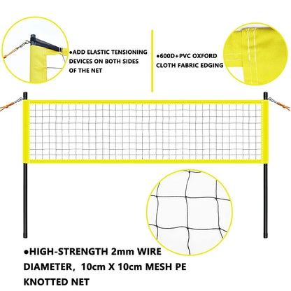 Portable Professional Outdoor Volleyball Net Set with Adjustable Height Aluminum Poles, Winch System, Volleyball with Pump and Carrying Bag for Backyard Beach