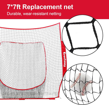 Baseball Replacement Net (NET ONLY),7'×7' Baseball Softball Practice Net,Portable Baseball Training Net for Hitting Batting Catching Pitching,Easy Setup Replacement Net (Without Support Frame)