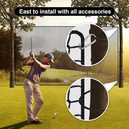 Golf Net,10x10ft Heavy Duty Polyester Golf Practice Net with 12 Elastic Ropes and 4 Carabiners,Golf Hitting Net for Baseball,Hockey, Football, Volleyball for Indoor Outdoor Garden