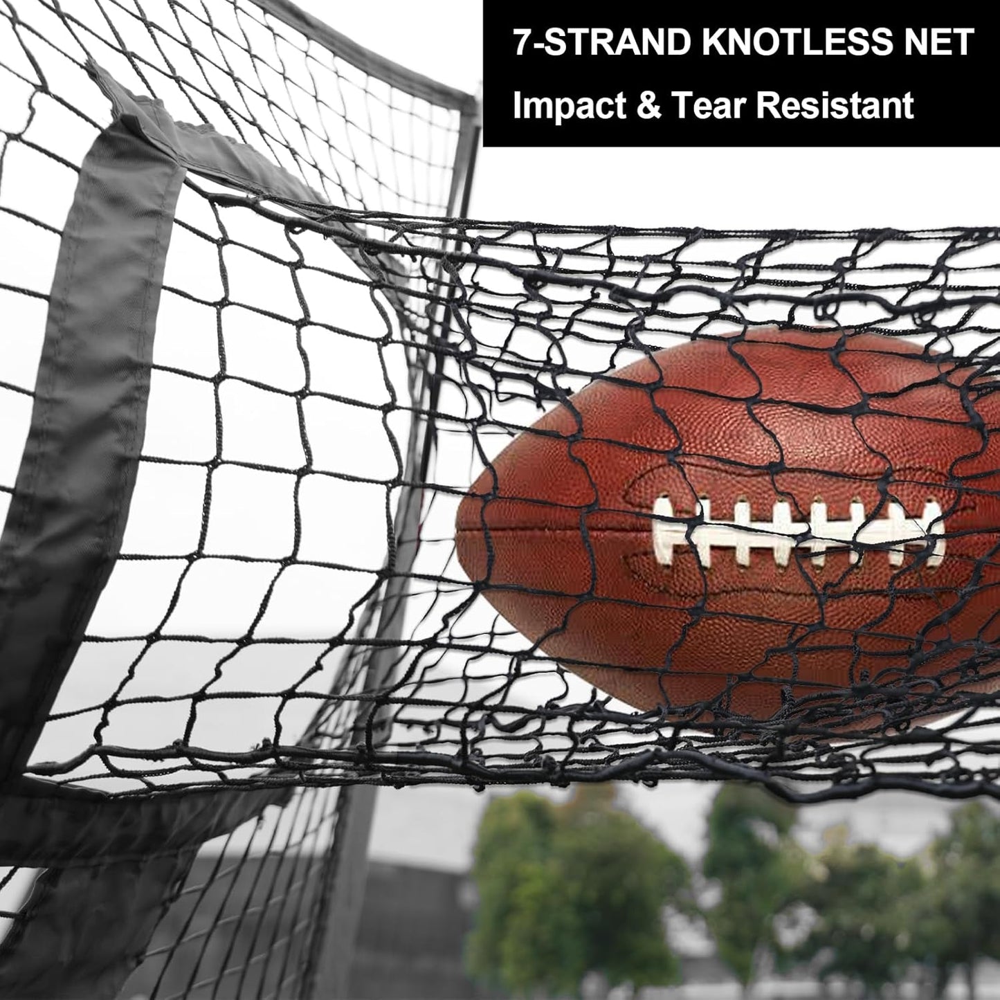 Football Nets for Throwing, 7 x 7ft Football Target Net, 5 Target Pockets Quarterback Throwing Net, Football Trainer Training Practice Net with Carry Bag
