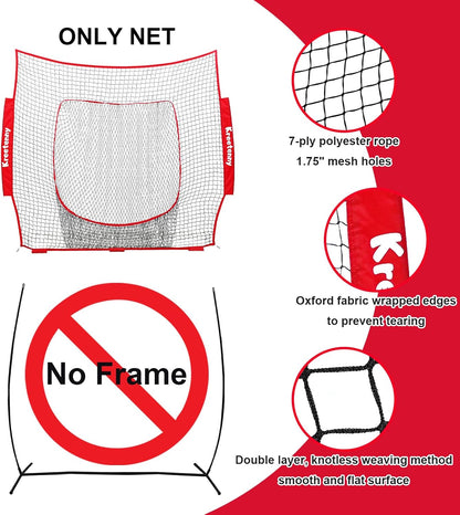 Baseball Replacement Net (NET ONLY),7'×7' Baseball Softball Practice Net,Portable Baseball Training Net for Hitting Batting Catching Pitching,Easy Setup Replacement Net (Without Support Frame)