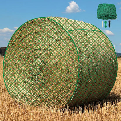 Large Round Bale Hay Net 5x5 ft for Horses, Heavy Duty Slow Feed Hay Net with Knotless Design and 1.7" Holes for Livestock Goats, Fits for Round Bales 4x4-5x5ft or Square Bales 3x3x8-4x4x8ft